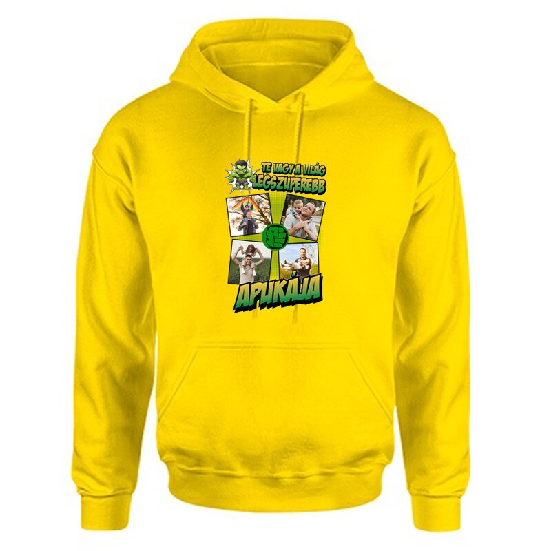 A világ legszuperebb apukája (Hulk) Fényképes Unisex Kapucnis Pulcsi