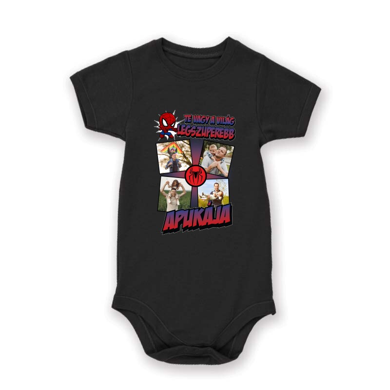 A világ legszuperebb apukája (Spiderman) Fényképes Baby Body
