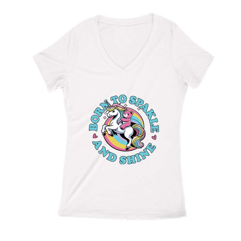 Born to Sparkle and Shine Női V Kivágott póló