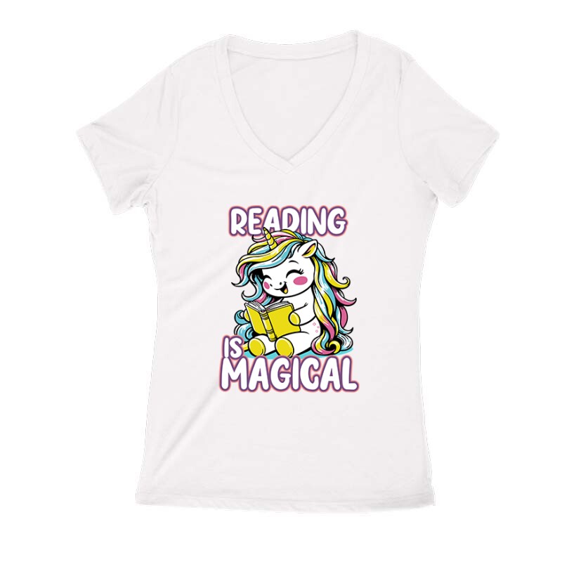Reading is magical Női V Kivágott póló