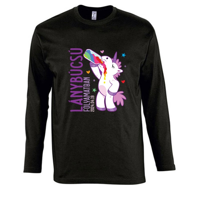 Lánybúcsú folyamatban Unikornis Hosszú Ujjú Póló