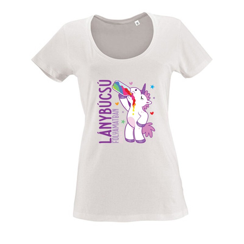 Lánybúcsú folyamatban Unikornis Női O Nyakú Póló