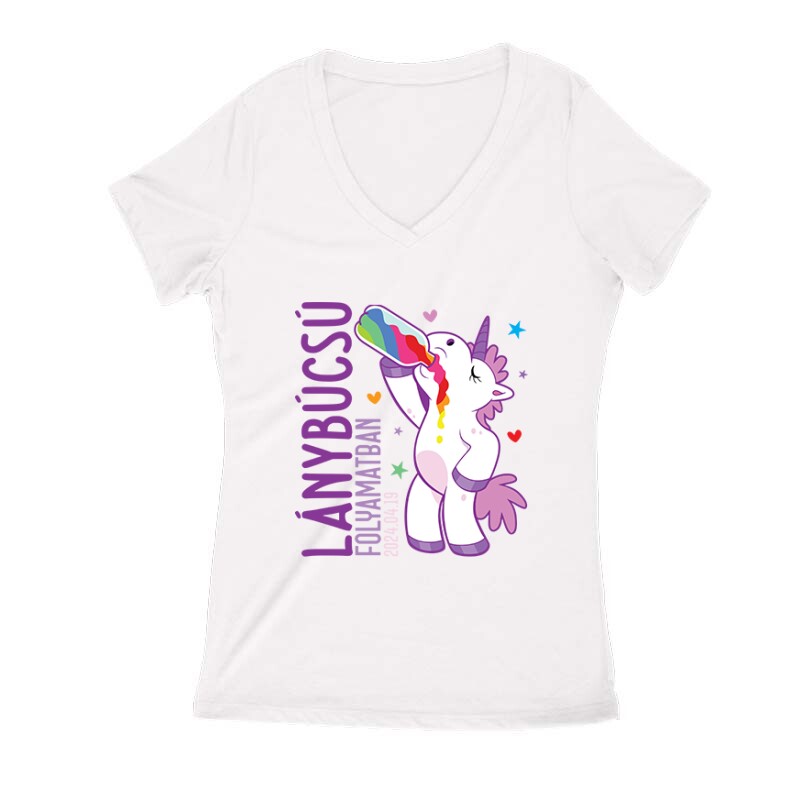 Lánybúcsú folyamatban Unikornis Női V Kivágott póló