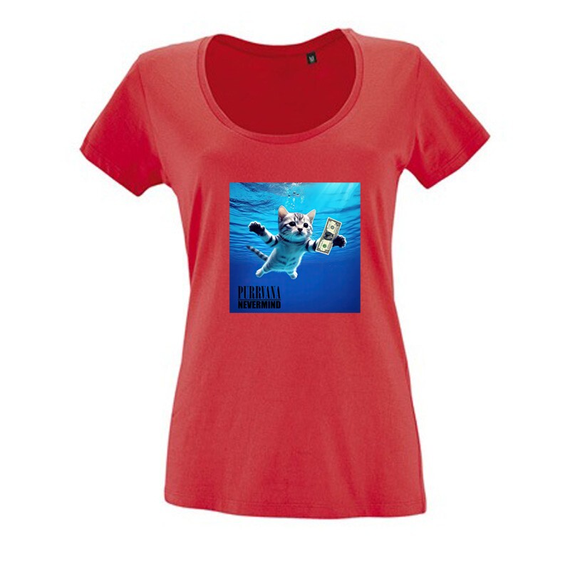 Purrvana Nevermind Női O Nyakú Póló