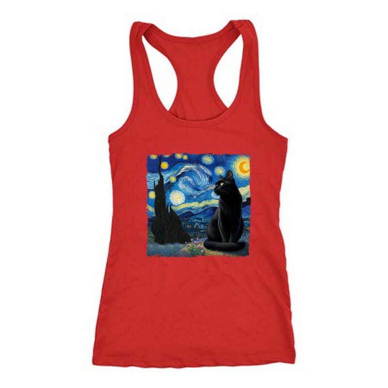 Black Cat Starry Night Női Trikó