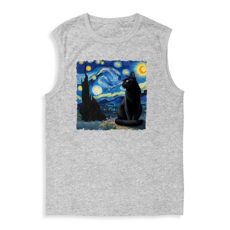 Black Cat Starry Night Férfi Trikó