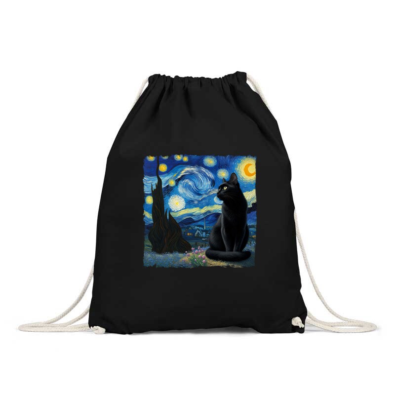Black Cat Starry Night Hátizsák
