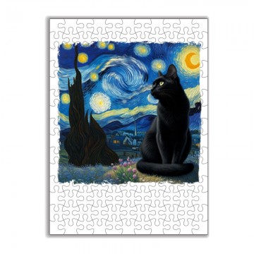 Black Cat Starry Night Puzzle