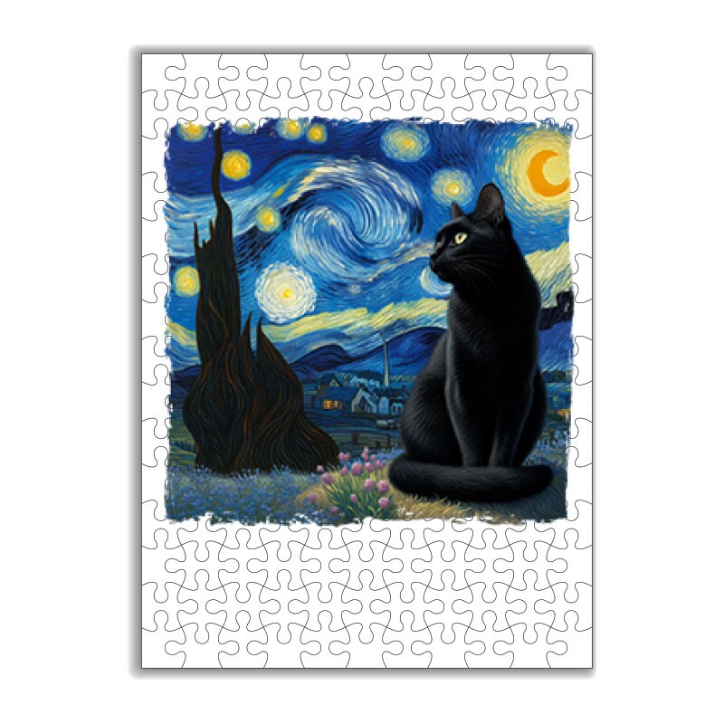Black Cat Starry Night Puzzle