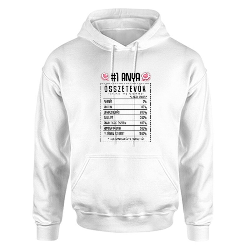 Anya összetevők Unisex Kapucnis Pulcsi