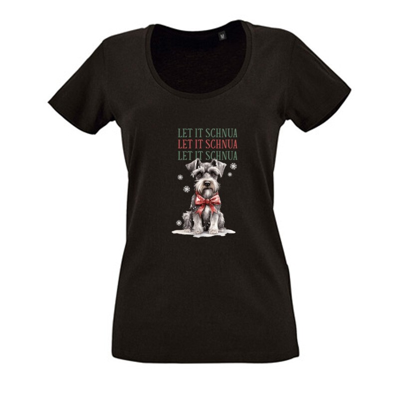 Schnauzer Karácsony Női O Nyakú Póló