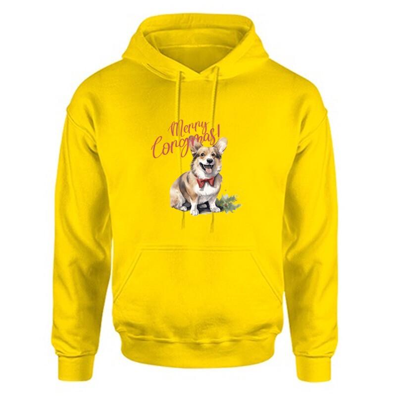 Corgi Karácsony Unisex Kapucnis Pulcsi