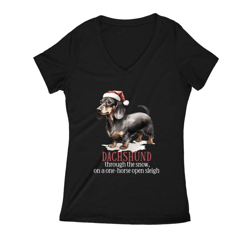 Tacskó Karácsony 2 Női V Kivágott póló