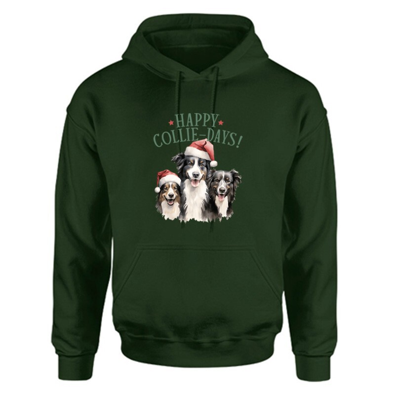Border collie Karácsony Unisex Kapucnis Pulcsi