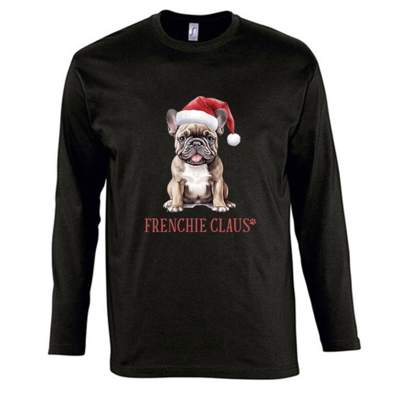 Francia Bulldog Karácsony Hosszú Ujjú Póló