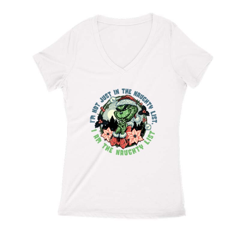 Grinch Naughty list Női V Kivágott póló