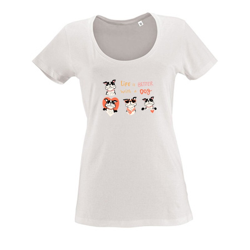 Life is better with a dog Női O Nyakú Póló