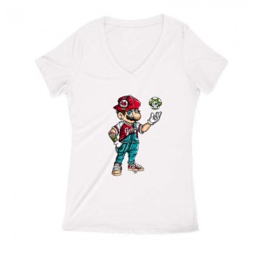 Mario 1 up Női V Kivágott póló