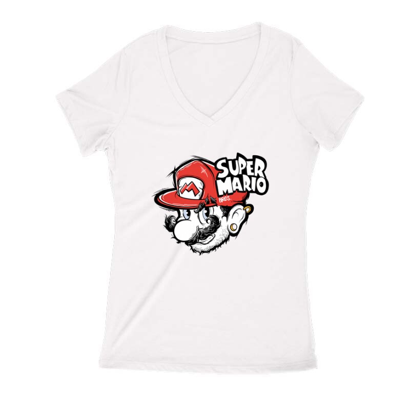 Super Mario Női V Kivágott póló