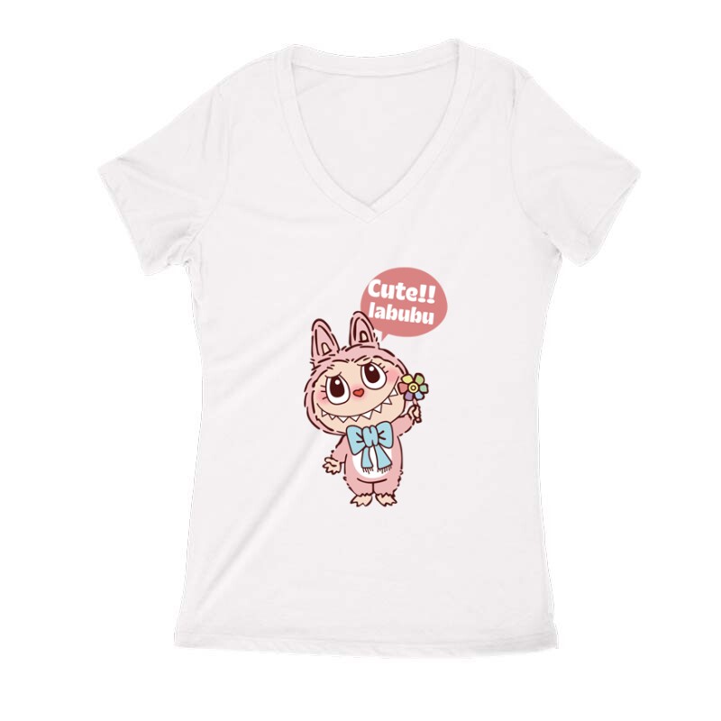 Labubu Cute 2 Női V Kivágott póló