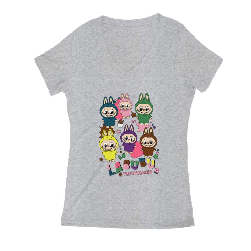 Labubu Karakterek 3 Női V Kivágott póló