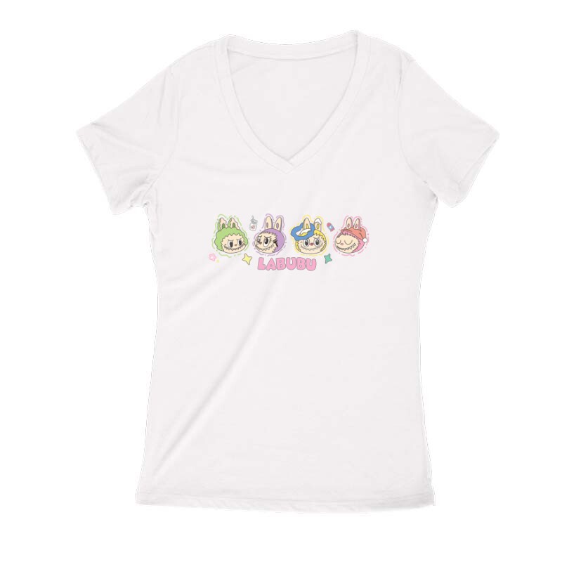 Labubu Karakterek 4 Női V Kivágott póló