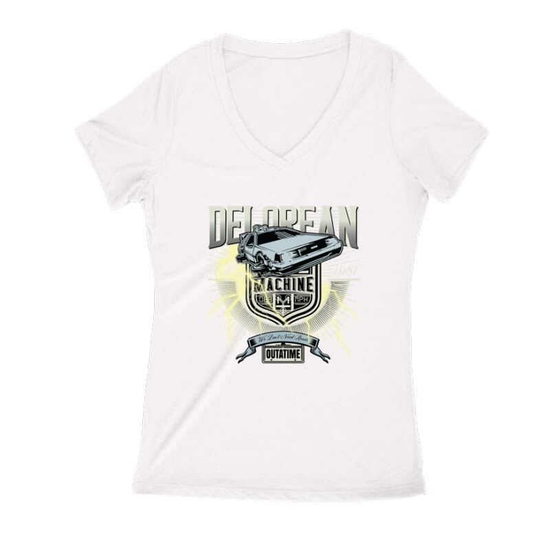 Delorean out a time Női V Kivágott póló