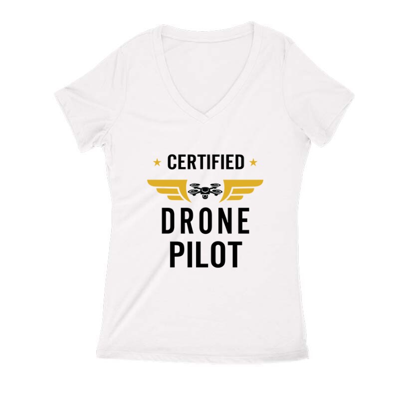 Drón - Certified Drone Pilot Női V Kivágott póló