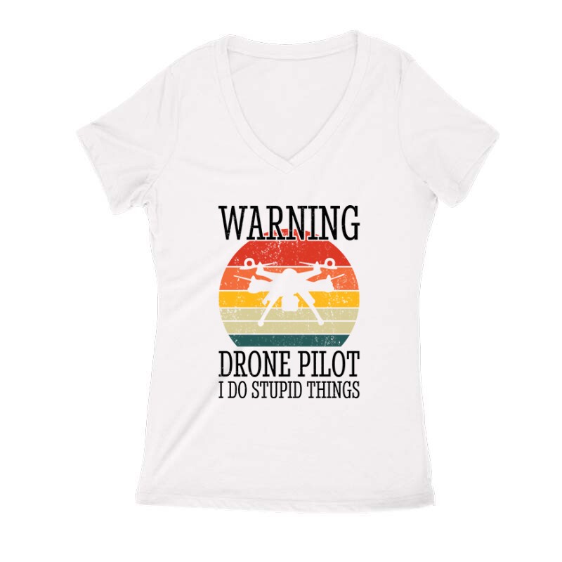 Drón - Warning Női V Kivágott póló