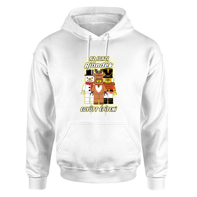 Az igazi ajándék - együtt építeni Unisex Kapucnis Pulcsi