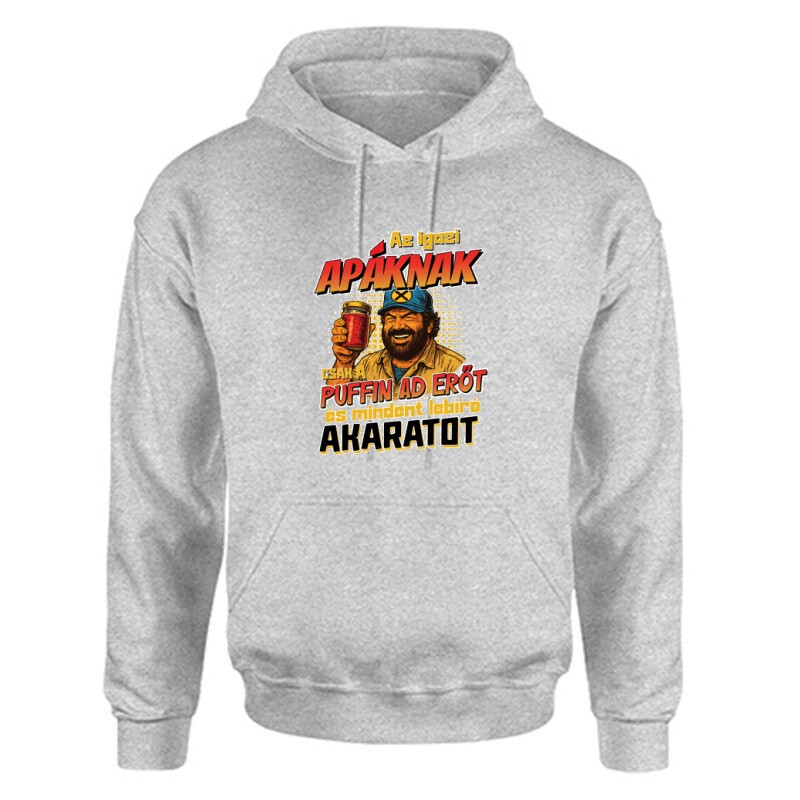 Az igazi apáknak csak a puffin ad erőt Unisex Kapucnis Pulcsi