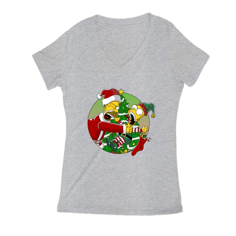 Családi karácsony Bart Simpson Női V Kivágott póló