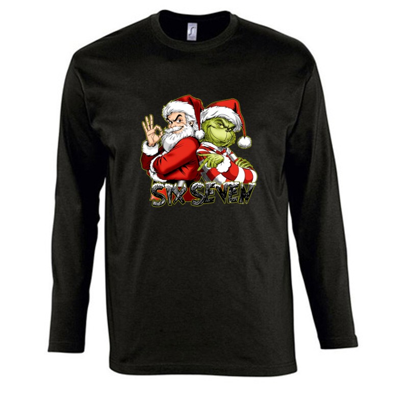 Six seven 67 grinch & Santa Claus Hosszú Ujjú Póló