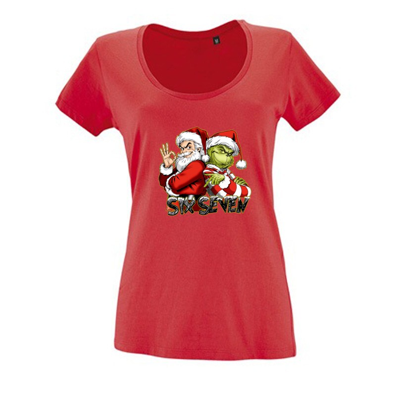 Six seven 67 grinch & Santa Claus Női O Nyakú Póló