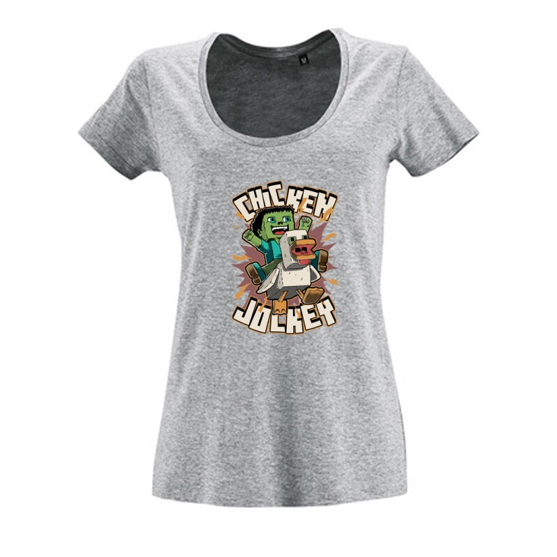 Chicken Jockey Minecraft Női O Nyakú Póló