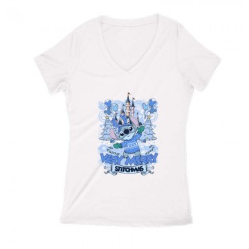 Very merry Stitchmas Női V...