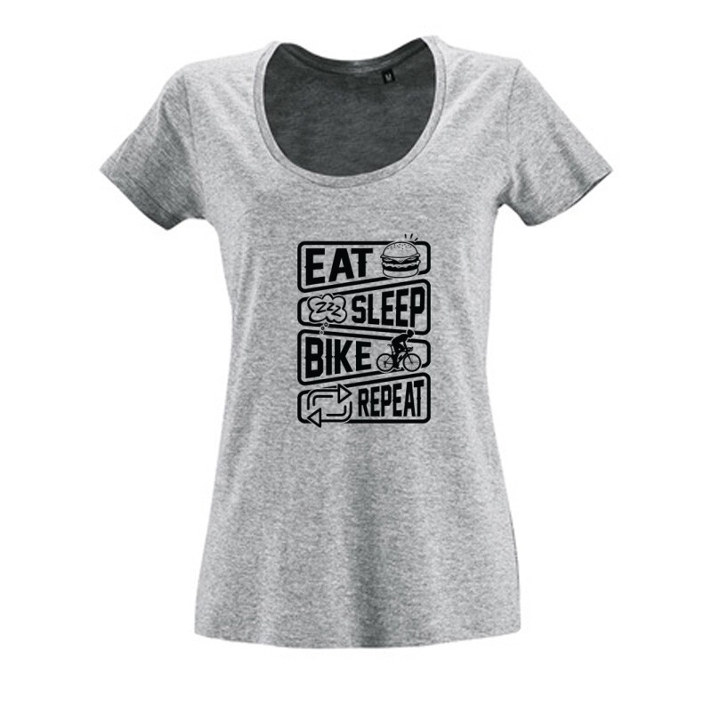 Eat sleep bike repeat Női O Nyakú Póló