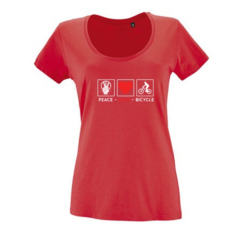 Peace love bicycle Női O Nyakú Póló