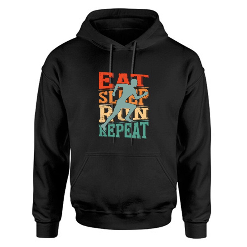 Eat sleep run repeat Unisex Kapucnis Pulcsi