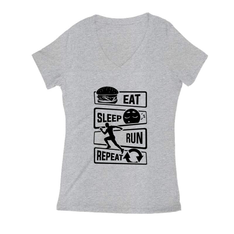 Eat sleep run repeat 2 Női V Kivágott póló