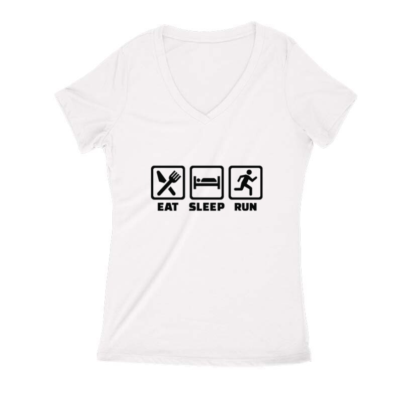 Eat sleep run repeat 3 Női V Kivágott póló