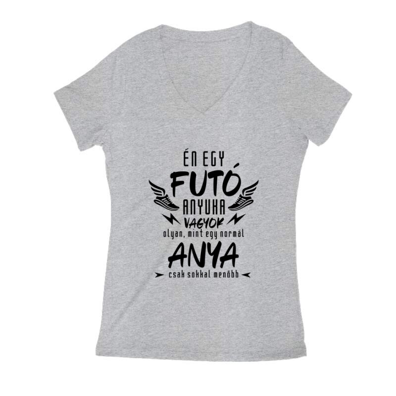 Futó anyuka Női V Kivágott póló