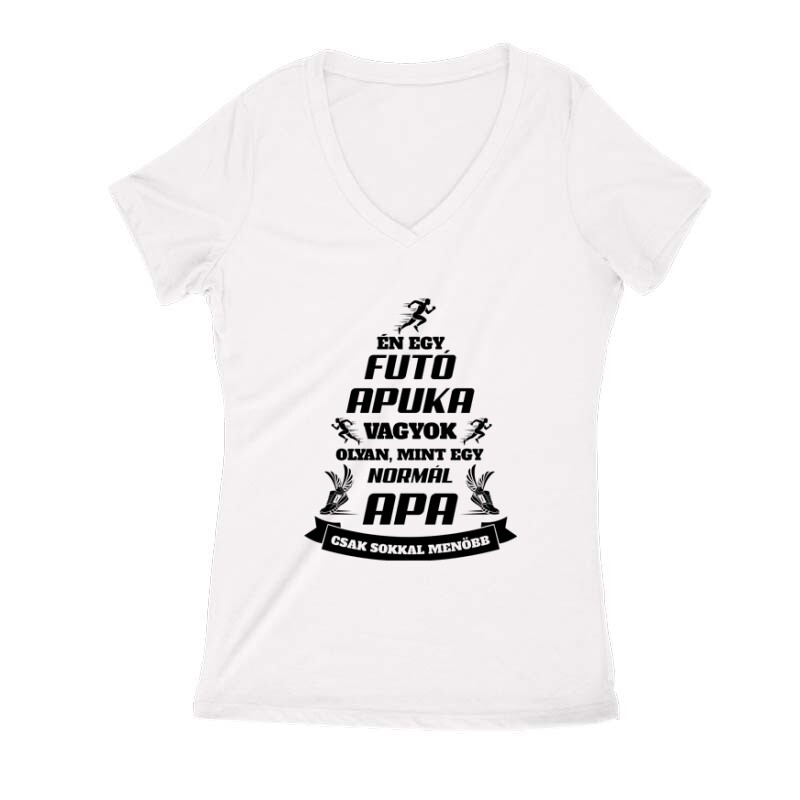 Menő futó apuka Női V Kivágott póló