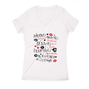 Nyelvlecke Női V Kivágott póló
