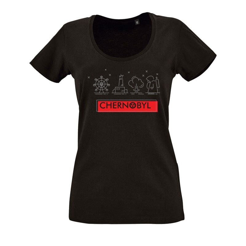 Csernobil Pictogram O nyakú női póló