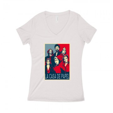 La Casa De Papel(red,blue) Női póló V kivágott