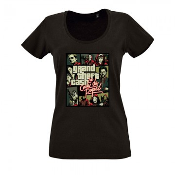 Grand Theft Cash O nyakú női póló