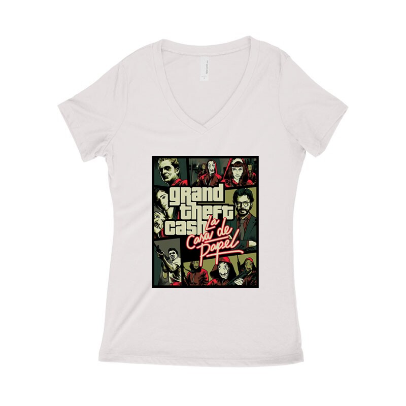 Grand Theft Cash Női póló V kivágott