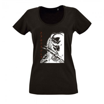 Predator Face Text O nyakú női póló