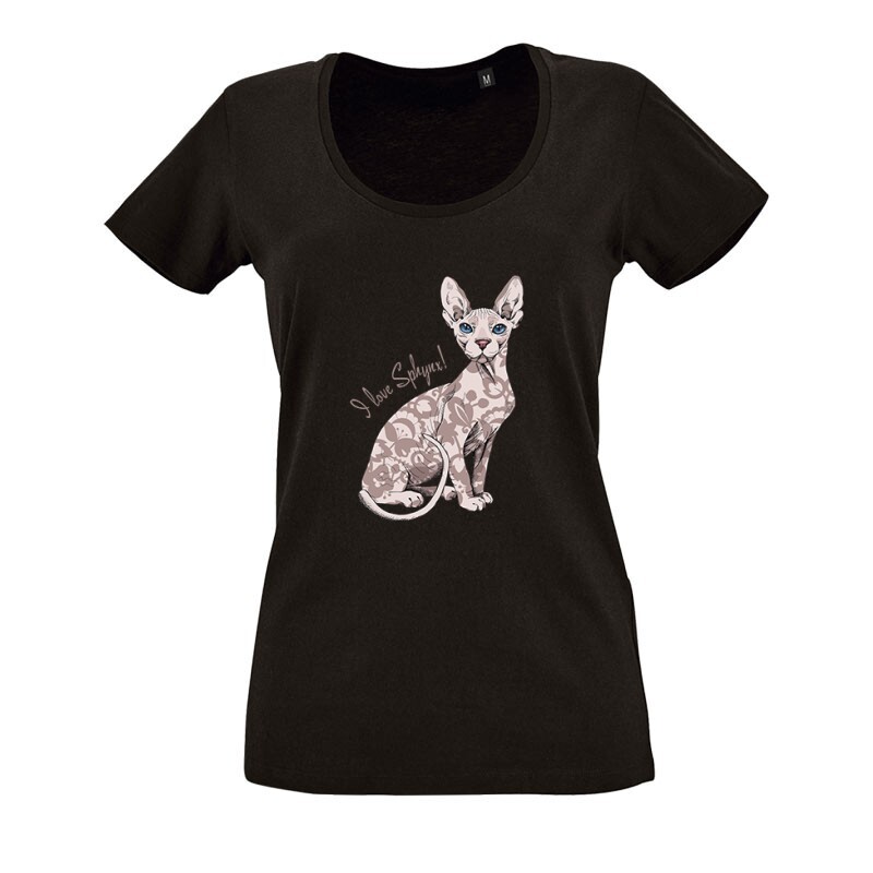 I Love Sphynx O nyakú női póló